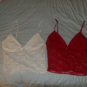 Lace Camisole Set - Red and White